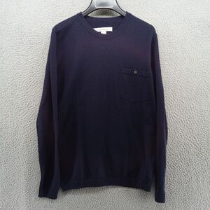 Outerknown Sweater Mens Small Navy Blue Crewneck‎ Pocket 100% Merino Wool